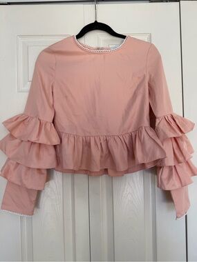 Endless Rose Layered Ruffle Peplum Top - Blush Pink
